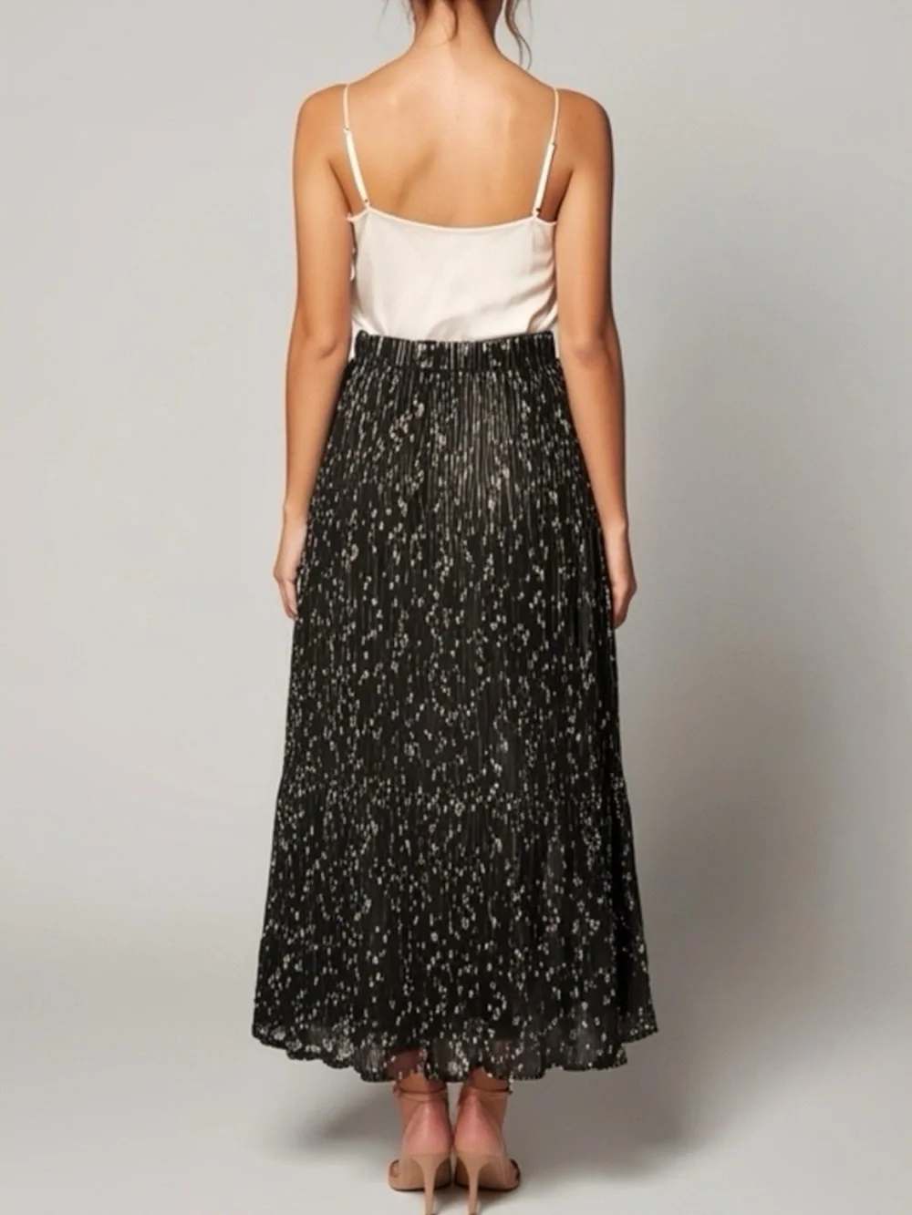 SABINA MUSAYEV Portia Maxi Skirt, Silver Black, Small